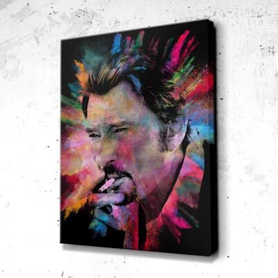 Tableau Johnny Hallyday Fluo - 60 x 40 - Toile sur châssis - Sans cadre