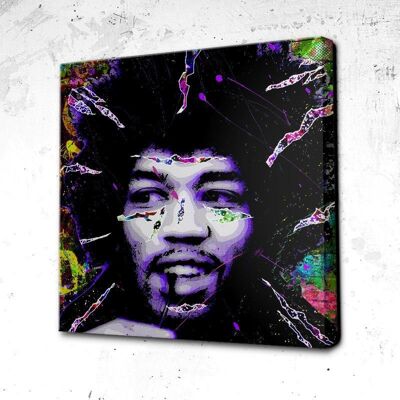 Tableau Jimi Hendrix - 80 x 80 - Toile sur châssis - Cadre noir