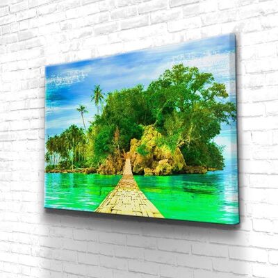 Tableau Island Deco - 60 x 40 - Toile sur châssis - Cadre noir