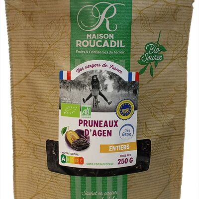 Organic whole Agen prunes - Caliber 44/55 - 250g bag