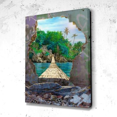 Tableau Ile Wall Street Island - 100 x 75 - Plexiglas - Cadre noir