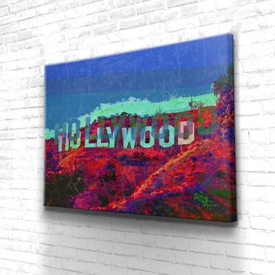 Tableau Hollywood View Street - 60 x 40 - Toile sur châssis - Cadre noir