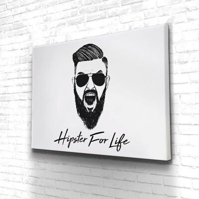 Tableau Hipster For Life - 160 x 120 - Toile sur châssis - Cadre noir