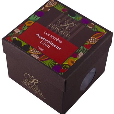 Lilou Sortiment - Fruchtmischung mit dunkler Schokolade überzogen - Schachtel mit 300 g
