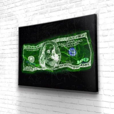 Tableau Green Money - 40 x 30 - Toile sur châssis - Cadre noir