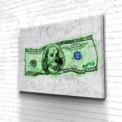 Tableau Green Dollar Marble - 60 x 40 - Toile sur châssis - Cadre noir