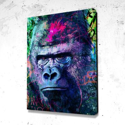 Tableau Gorille Jungle Street - 60 x 40 - Plexiglas - Cadre noir