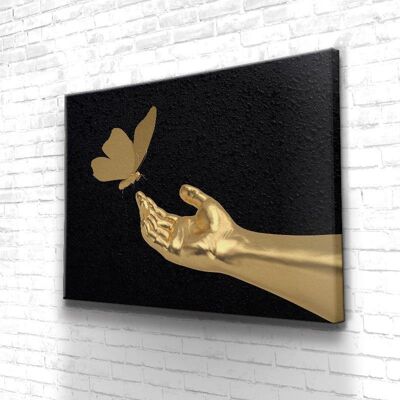 Tableau Gold Touch - 40 x 30 - Toile sur châssis - Cadre noir