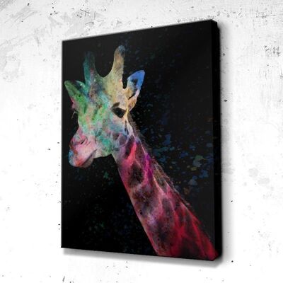 Tableau Girafe Splash - 40 x 30 - Toile sur châssis - Sans cadre