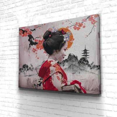 Tableau Geisha - Red - 60 x 40 - Plexiglas - Sans cadre