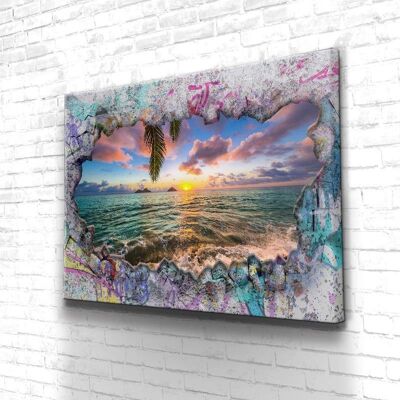 Tableau From Street To Paradise - 60 x 40 - Toile sur châssis - Cadre noir