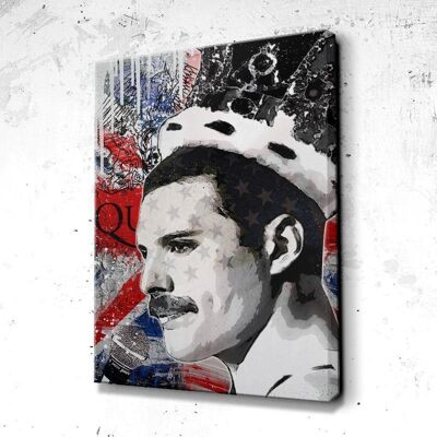 Tableau Freddie Mercury Queen Uk - 120 x 90 - Plexiglas - Cadre noir