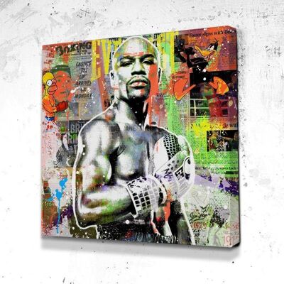 Tableau Floyd Mayweather Boxing - 40 x 40 - Plexiglas - Cadre noir