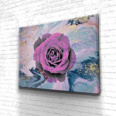 Tableau Fleur Rose Abstract - 60 x 40 - Toile sur châssis - Sans cadre