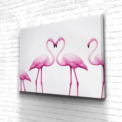 Tableau Flamant Rose - 60 x 40 - Toile sur châssis - Sans cadre