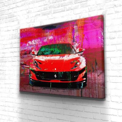 Tableau Ferrari Red Street - 40 x 30 - Toile sur châssis - Sans cadre