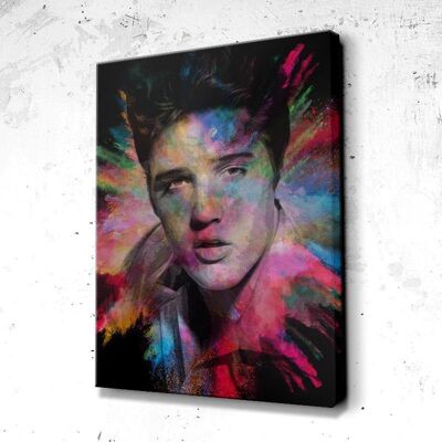 Tableau Elvis Presley Fluo - 40 x 30 - Plexiglas - Cadre noir