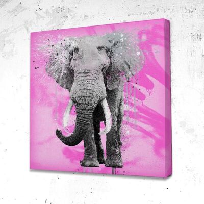 Tableau Elephant Flashy - 80 x 80 - Toile sur châssis - Cadre noir