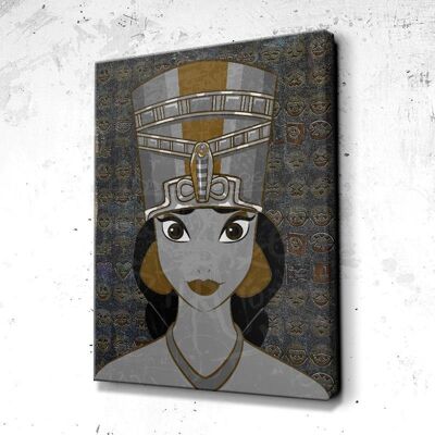 Tableau Égyptien Nefertiti Dark 2.0 - 60 x 40 - Toile sur châssis - Cadre noir