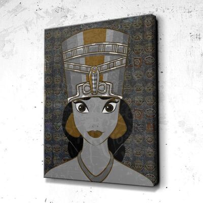 Tableau Égyptien Nefertiti Dark 2.0 - 120 x 90 - Toile sur châssis - Cadre noir