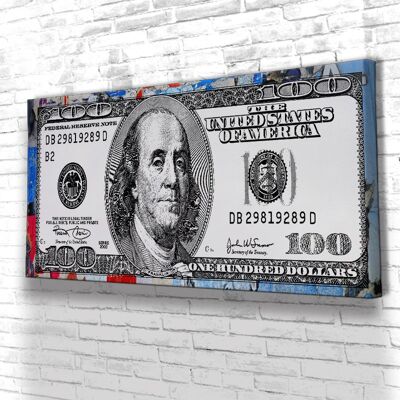 Tableau Dollars Usa Dirty - 75 x 30 - Toile sur châssis