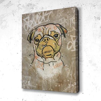 Tableau Dog Tattoo - 60 x 40 - Toile sur châssis - Cadre noir