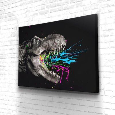 Tableau Dinosaure Trex Color - 60 x 40 - Toile sur châssis - Sans cadre