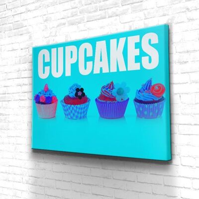 Tableau Cupcakes - 120 x 90 - Toile sur châssis - Cadre noir