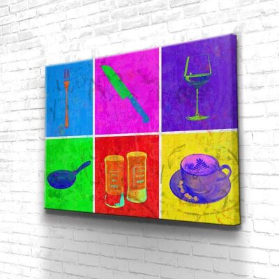 Tableau Cuisine Fluo - 60 x 40 - Plexiglas - Cadre noir