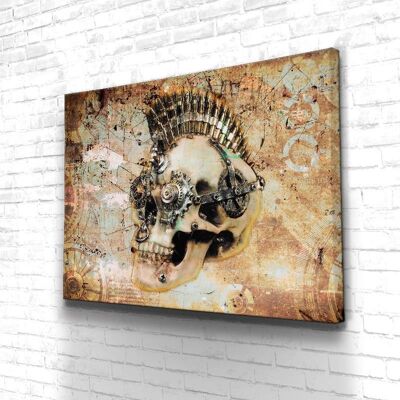 Tableau Crâne Skull Punk - 40 x 30 - Toile sur châssis - Cadre noir