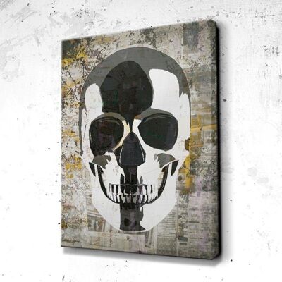 Tableau Crâne Skull Paper - 100 x 75 - Toile sur châssis - Cadre noir