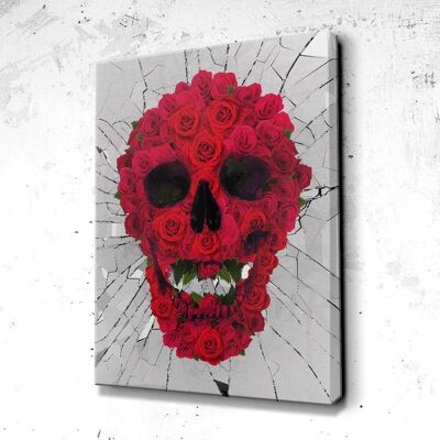 Tableau Crâne Skull Mirror - 160 x 120 - Toile sur châssis - Cadre noir