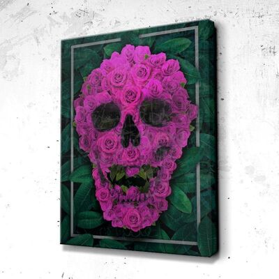 Tableau Crâne Skull Jungle - 160 x 120 - Toile sur châssis - Cadre noir