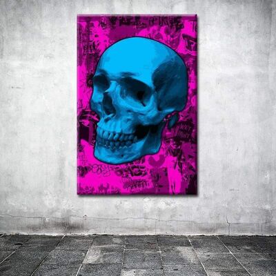 Tableau Crâne Pink Pop Skull - 60 x 40 - Toile sur châssis - Sans cadre