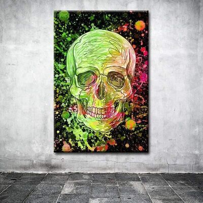 Tableau Crâne Dirty Green Skull - 100 x 75 - Toile sur châssis - Sans cadre