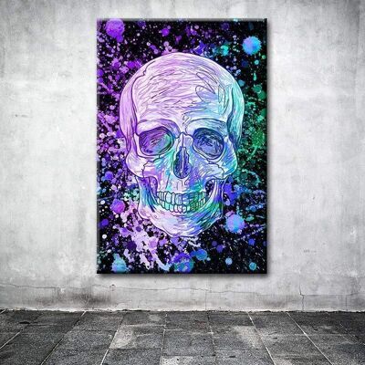 Tableau Crâne Dirty Blue Skull - 60 x 40 - Toile sur châssis - Sans cadre