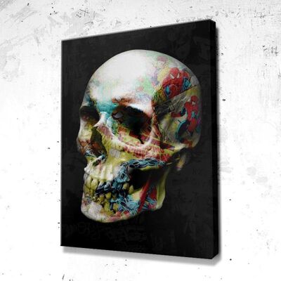 Tableau Crâne Comics Skull - 60 x 40 - Plexiglas - Cadre noir