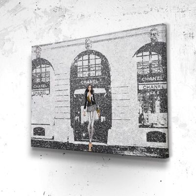 Tableau Coco Fashion Insta - 40 x 30 - Toile sur châssis - Cadre noir