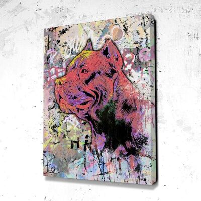 Tableau Chien Pitbull Graff - 40 x 30 - Toile sur châssis - Sans cadre