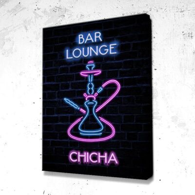 Tableau Chicha Neon - 160 x 120 - Toile sur châssis - Cadre noir