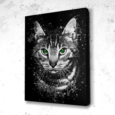 Tableau Chat Graff Art B&W - 160 x 120 - Plexiglas - Cadre noir