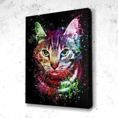 Tableau Chat Graff Art - 40 x 30 - Toile sur châssis - Sans cadre