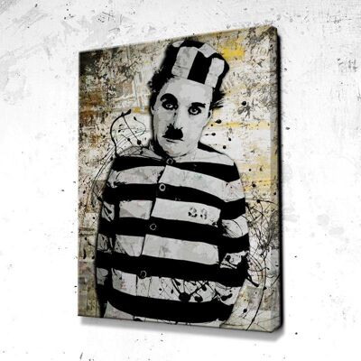 Tableau Charlie Chaplin Paper - 60 x 40 - Toile sur châssis - Sans cadre
