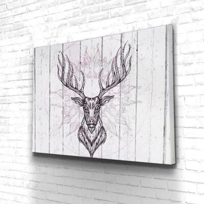 Tableau Cerf Hippie - 60 x 40 - Toile sur châssis - Sans cadre