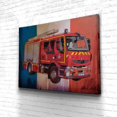 Tableau Camion Pompier - 120 x 90 - Toile sur châssis - Sans cadre