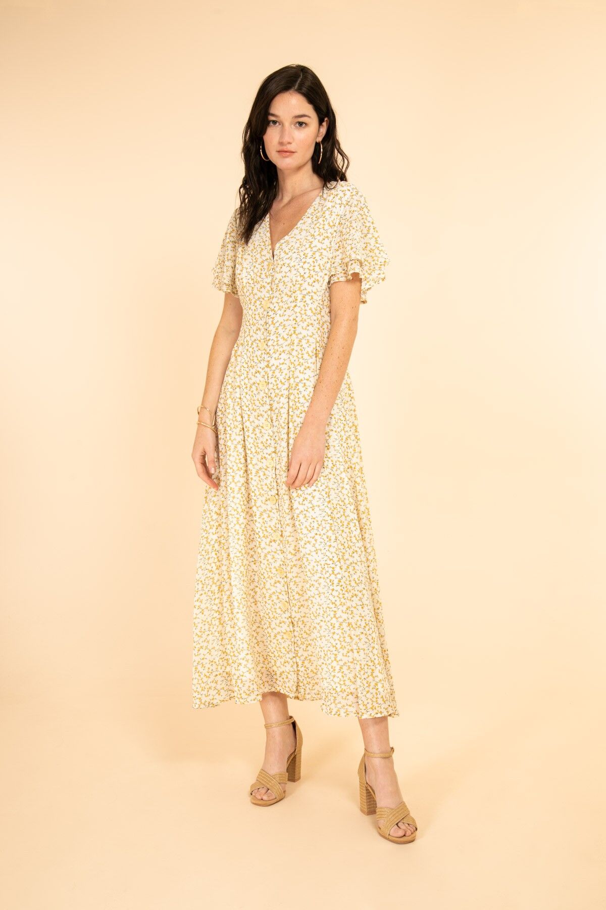 Robe RUBY Jaune imprimée