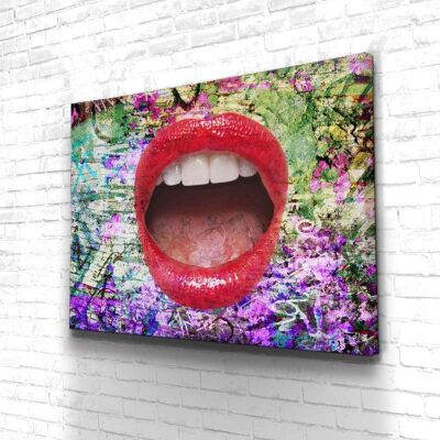 Tableau Bouche Mouth Street - 60 x 40 - Toile sur châssis - Sans cadre