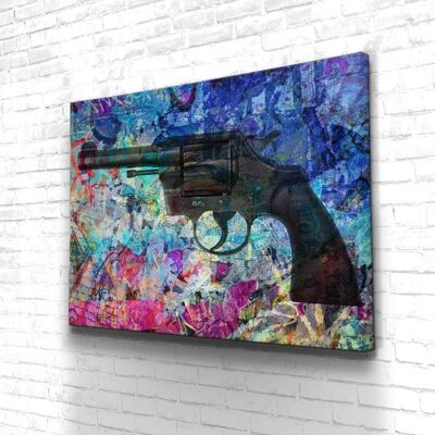 Tableau Blue Revolver - 120 x 90 - Plexiglas - Cadre noir