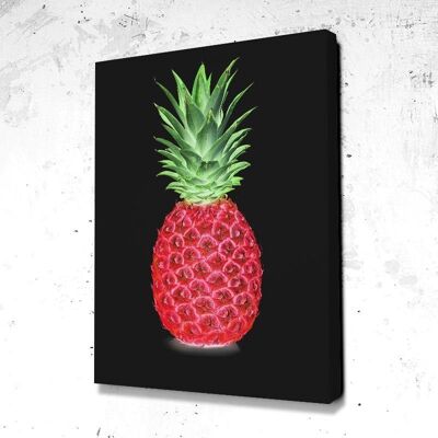 Tableau Black Ananas Splash - 120 x 90 - Toile sur châssis - Sans cadre