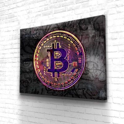 Tableau Bitcoin Street - 60 x 40 - Toile sur châssis - Sans cadre